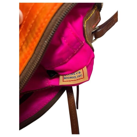 Dooney Bourke Purse Crossbody Orange Brown Embroidered Logo Boho Classic Preppy - Picture 7 of 16